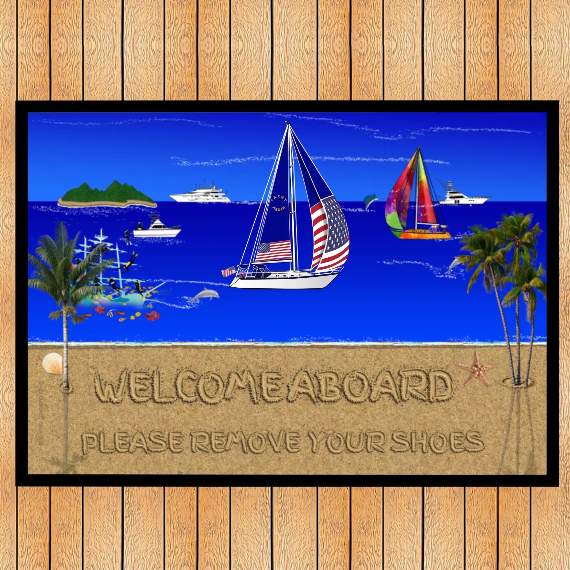 Custom Yacht Dock Mat | Personalize Welcome Mat |Non-slip Rubber Back