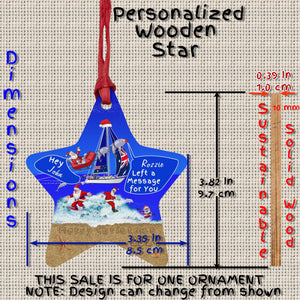 Personalized Wooden Star Ornament | Wood Christmas Card  Magnetic Back