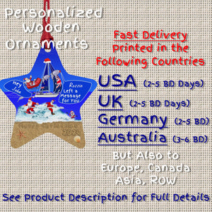 Personalized Wooden Star Ornament | Wood Christmas Card  Magnetic Back