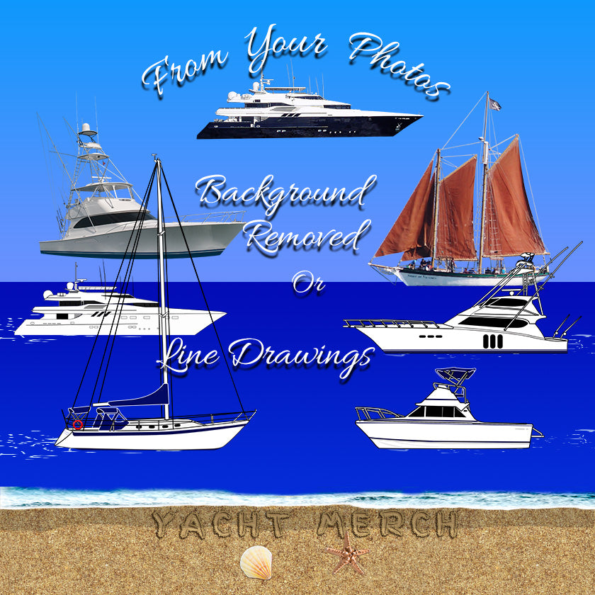 Yacht merch | TEXT: Transform your yacht's photos into Stunning Graphics | yachtmerch.com