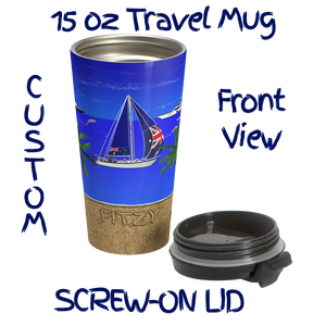 Personalized Stainless Steel 15oz Travel Mug | Flip-top, Screw-on Lid