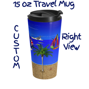Personalized Stainless Steel 15oz Travel Mug | Flip-top, Screw-on Lid