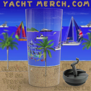 Personalized Stainless Steel 15oz Travel Mug | Flip-top, Screw-on Lid