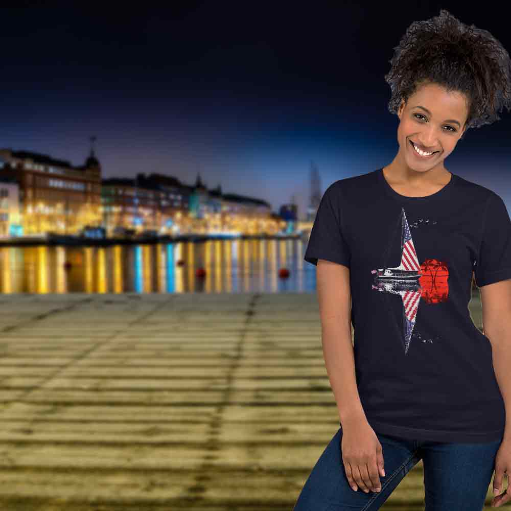 Navy sailboat unisex t shirt: YachtMerch.com