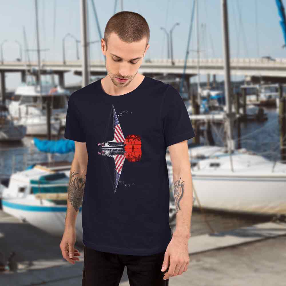 Navy sailboat unisex t shirt: YachtMerch.com