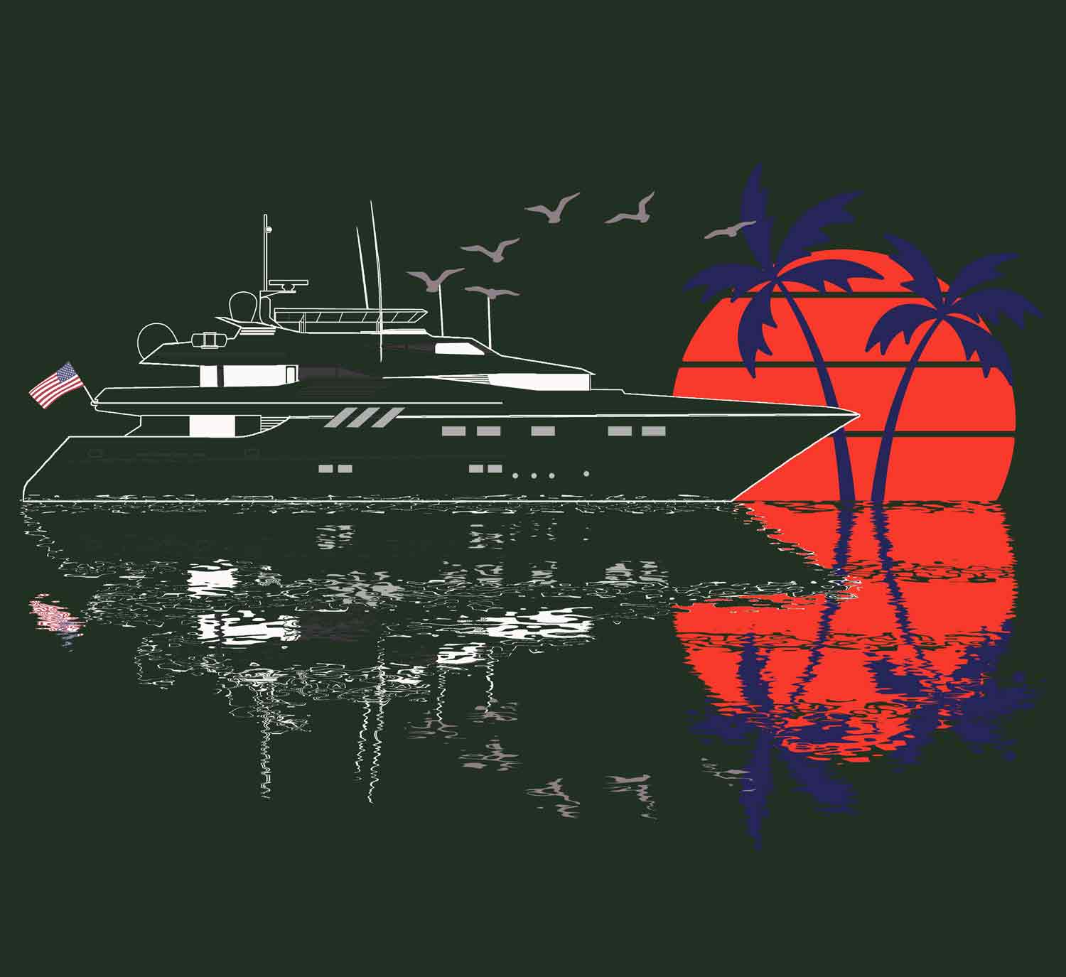 Unisex Quality T-shirt - Front Print Superyacht Design